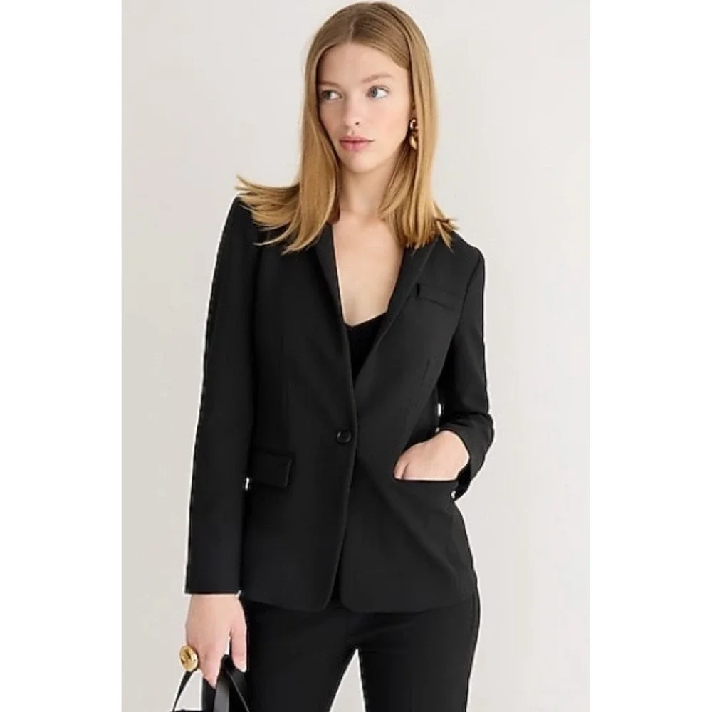 J. CREW Blazer Jacket Super 120's Wool Womens sz.00 XS Career Black B9675